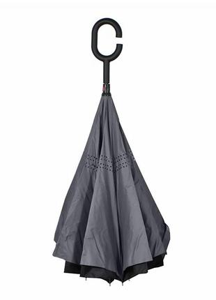 Женский зонт наоборот lesko up-brella серый (bbx)3 фото