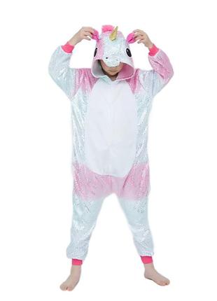 Піжама кігурумі дитяча bearwear єдиноріг млинки s 105 — 115 см біло-рожевий (k0w1-0136-s) (bbx)2 фото