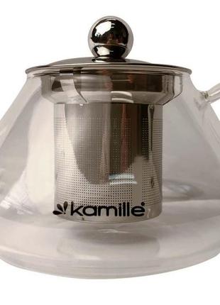 Чайник стеклянный огнеупорный kamille - 450мл с заварником (0782s) (bbx)