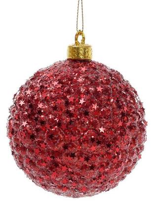 Куля новорічна bonadi зірочка d-10 см червоний (182-894) (bbx)