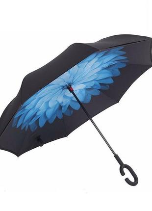 Парасолька lesko up-brella квітка чорно-синя (2907-7818)