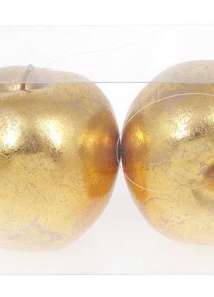 Набір декоративних яблук на підвісі bonadi 10 см 2 шт золотистий (130-412) (bbx)