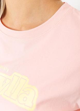 Футболка женская с принтом, цвет розовый 3004-14 фото