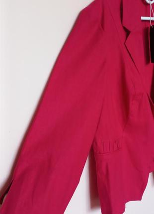 Малиновый льняной классический пиджак, жакет лен, малиновый пиджак классика 54-56 г.3 фото