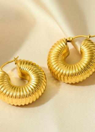 Тренд медична нержавіюча сталь жіночі золотисті сережки круглі об'ємні кульчики підвіси