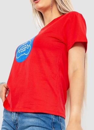 Футболка жіноча з принтом, колір червоний2 фото
