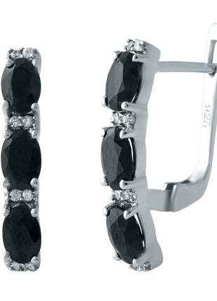 Серебряные серьги ogosilver с натуральным сапфиром 4.392ct, фианитами (1930908)