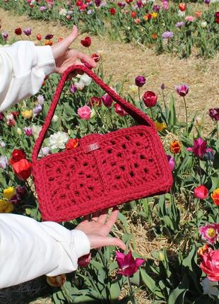 Плетеная сумка багет с этническими элементами украинского брендаkvit