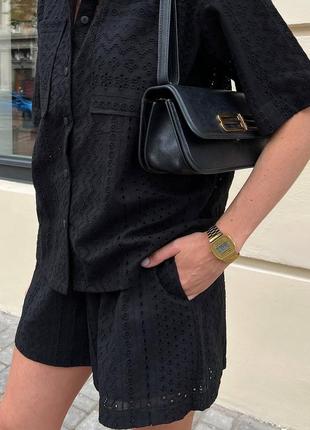 Костюм хлопковый прошва шорты и рубашка