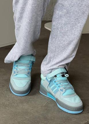 Женские кроссовки adidas forum x bad bunny light blue адидас форум голубого цвета4 фото