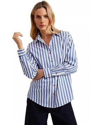 Лляна сорочка в смужку вільного крою phase eight stripe shirt, blue