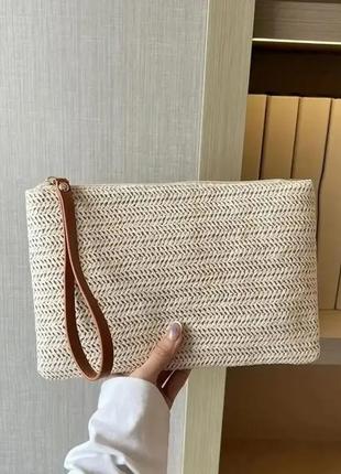 Косметичка клатч сумочка плетеная из соломы