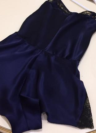 Новий.ромпер пенюар з шовку з мереживом m&s autograph rosie exclusive silk lace navy black оригінал