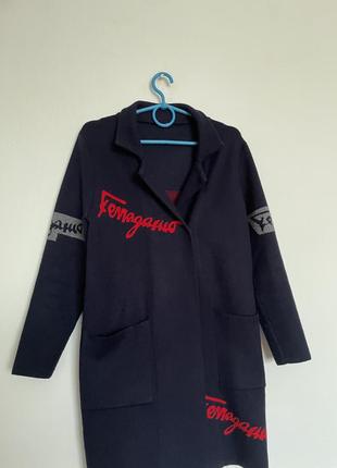 Трикотажный кардиган пальто пиджак4 фото