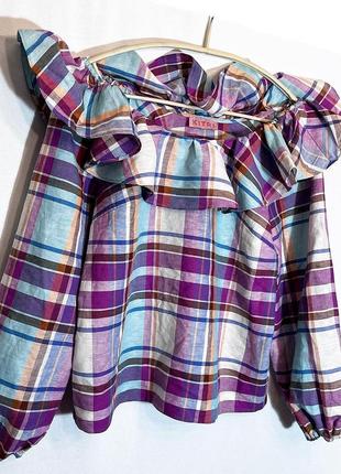 Kitri, клетчатая блуза из льна и хлопка.8 фото