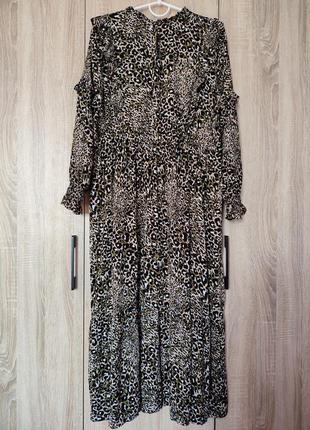 Гаренькое натуральное леопардовое платье миди платье размер 52-54-565 фото