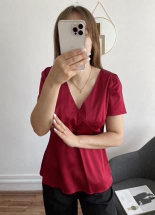 Красная блузка из натурального шелка5 фото