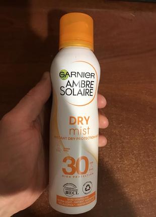 Солнцезащитный сухой водостойкий спрей garnier ambre solaire spf30 200 мл