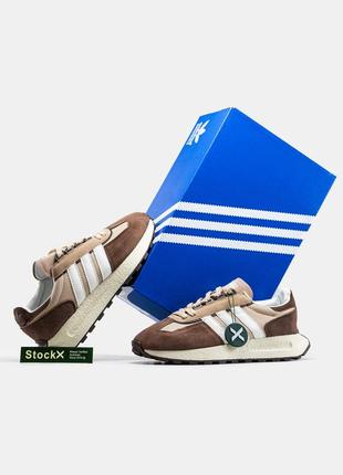 Чоловічі кросівки adidas retropy e5 beige brown адідас бежевого з коричневим кольорів