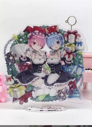 Фігурка акрилова re:zero. життя з нуля в альтернативному світі рем і рам
