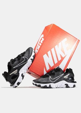 Чоловічі кросівки nike react vision black white найк чорного з білим кольорів