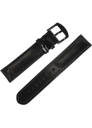 Шкіряний ремінець для чоловічих наручних годинників чорний із чорною пряжкою2 фото