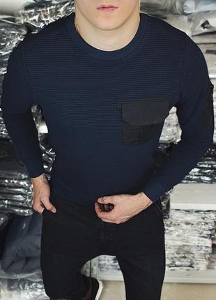 Мужской кофта карман темно-синий s н5078