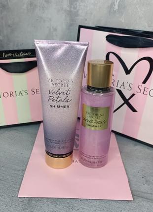 Мист + лосьон для тела «velvet petals shimmer». victoria’s secret. оригинал 🇺🇸