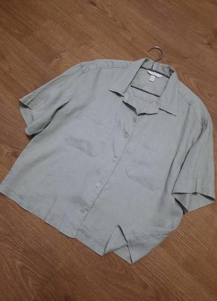 Шикарная  оверсайз льняная рубашка h&amp;m