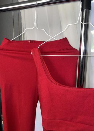 Бордовый костюм топ и брюки2 фото