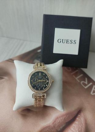 Жіночий наручний годинник guess gold&black&стрази