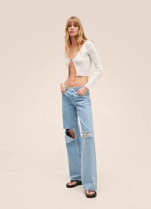 Новые джинсы mango wide leg low waist jeans трубы с разрезами / дырками / с потертостями2 фото