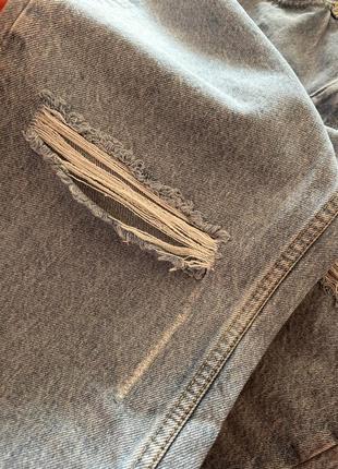 Новые джинсы mango wide leg low waist jeans трубы с разрезами / дырками / с потертостями8 фото