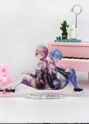 Фигурка акрилловая  re:zero. жизнь с нуля в альтернативном мире рэм и рам