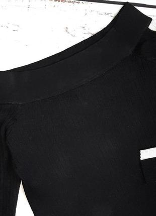 1+1=3 фирменный черный базовый свитер рубчик с открытыми плечами h&amp;m, размер 46 - 482 фото