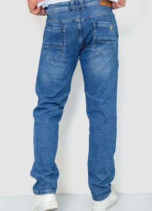 Стильні сині чоловічі джинси з потертостями прямі чоловічі джинси зі вставками молодіжні чоловічі джинси4 фото