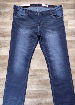 💪батал! 💪стейчевые джинсы темно-синего цвета р. 64.