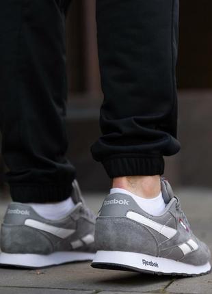 Мужские кроссовки reebok classic leather grey white4 фото