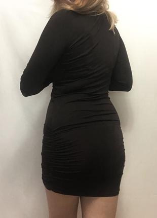 Облегающее короткое коричневое платье y2k 2000s4 фото