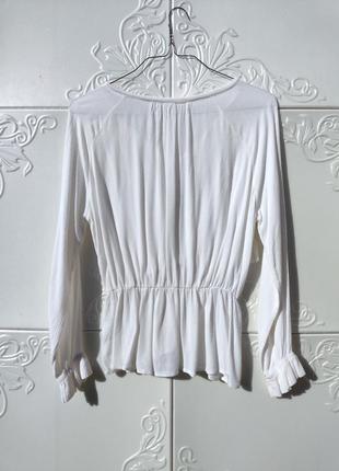 Белая мягенькая блуза с кисточками в стиле бохо h&m5 фото