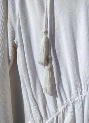 Белая мягенькая блуза с кисточками в стиле бохо h&m4 фото