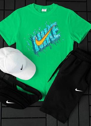 Сет 4в1. комплект на лето, мужской костюм шорты, футболка, кепка, бананка nike