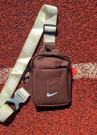 Сумка nike mini bag swoosh / чорна барсетка найк / спортивна сумка через плече / чоловіча бананка / жіноча маленька сумка / месенджер nike