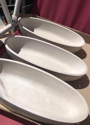 3 гипсовых кашпо , ёмкости , таци для заливки свечи