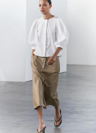 Біла поплінова блуза жіноча zara new3 фото