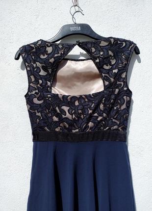 Синее красивое платье с расшитым кружевом steps4 фото