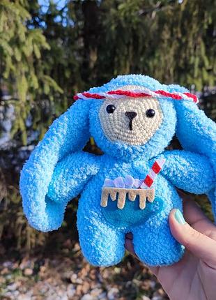Іграшка амігурумі в'язана гачком, м'яка іграшка хендмейд зайчик гарячий шоколад