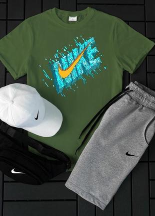 Сет 4в1. комплект на лето, мужской костюм шорты, футболка, кепка, бананка nike