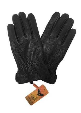 Шкіряні чоловічі рукавички з оленячої шкіри, підкладка шерстяна в'язка2 фото
