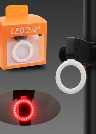 Велосипедный аккумуляторный задний led фонарь габариты стоп сигнал usb с влагозащитой 5 режимов освещения